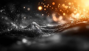 Abstract Black Water Splashes and Golden Light 4K Desktop Wallpaper