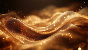 Golden Glitter Wave 4K Desktop Background, Abstract Mobile Wallpaper