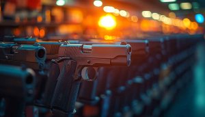 Close-Up Pistols Gun Shop 4K Desktop Wallpaper No Sign-Up