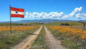 Sonoma County California Flag, Blooming Flowers Field 4K Desktop Wallpaper