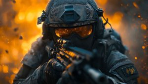 Soldier with Gun Firefight Scene 4K Mobile Wallpaper Background