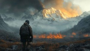 Camouflage Soldier Snowy Mountain Landscape 4K Desktop Background Wallpaper