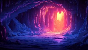 Neon Glowing Cave 4K Wallpaper for Desktop Background
