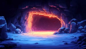 Glowing Cave Entrance 4K Desktop Background Free Mobile Wallpaper