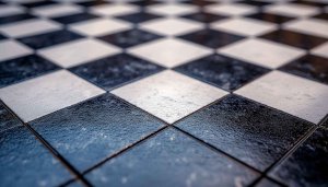 Black and White Checkered Tiles Texture 4K Desktop Wallpaper