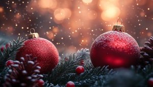 Red Christmas Ornaments Wallpaper, Holiday Season Background, Free Mobile Wallpaper