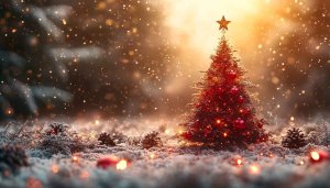 Festive Christmas Tree 4K Wallpaper Winter Holiday Season Background