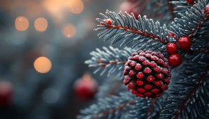 Festive Christmas Pine Cone 4K Desktop Wallpaper Background Free