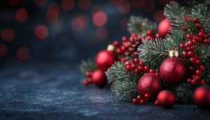 Festive Christmas Decoration 4K Desktop Background | Red Ornament Wallpaper