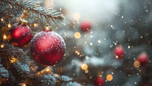 Christmas Tree Red Ornaments Festive Holiday Season Mobile Wallpaper