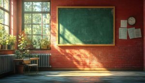 Classroom Interior Aesthetic 4K Desktop Wallpaper, School Scene Background