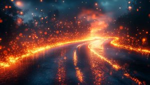 Fiery Road Sparkles Mobile Wallpaper Free Glowing Orange Particles