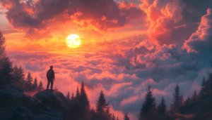 Fiery Sunset Cloudscape 4K Desktop Background, Mobile Wallpaper Nature Scenery