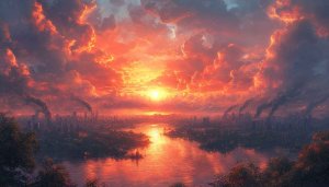 Fiery Sunset Cityscape 4K Desktop Background Free Mobile Wallpaper