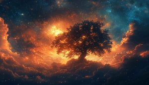 Cosmic Tree Silhouette Wallpaper 4K Desktop Background for Free