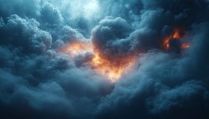 Dramatic Storm Clouds Wallpaper with Fiery Sky 4K Background