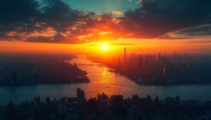 New York City Sunset 4K Desktop Wallpaper Mobile Background
