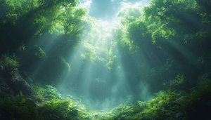 Lush Green Forest 4K Wallpaper, Sun Rays Desktop Background Nature