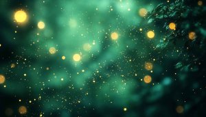 Emerald Green Sparkle Wallpaper 4K, Magical Bokeh Lights Background