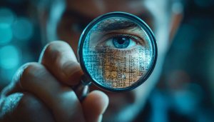 Magnifying Glass with Eye 4K Desktop Wallpaper Free Background