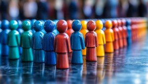 Colorful Wooden Figures Row Art - Free Mobile Desktop Wallpaper