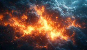 Fiery Nebula Cloudscape 4K Desktop Wallpaper, Free Space Background