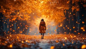 Autumn Leaves Falling Girl Mobile Wallpaper 4K Desktop Background