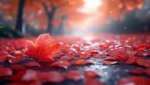 Red Autumn Leaves 4K Desktop Background Mobile Wallpaper