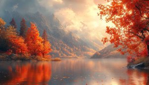 Autumn Lake 4K Desktop Background Free Fall Season Wallpaper