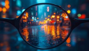 Rainy City Reflection 4K Mobile Wallpaper, Wet Night Road Lights