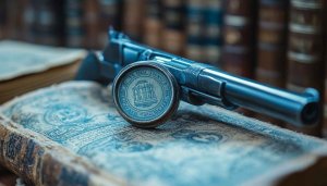 Vintage Gun on Antique Book 4K Wallpaper Desktop Background