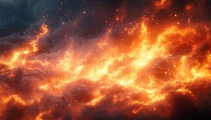 Fiery Orange Sky Art 4K Desktop Wallpaper Free Background