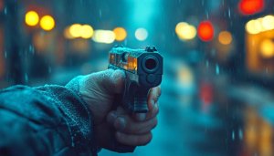 Gun in Hand City Night Mobile Wallpaper 4K Free