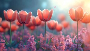 Pink Tulip Flowers Spring Blossom 4K Desktop Mobile Wallpaper Free
