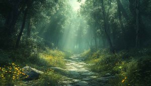 Enchanted Forest Path 4K Desktop Background - Nature Mobile Wallpaper