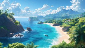Tropical Island Scenery 4K Desktop Background Free Mobile Wallpaper