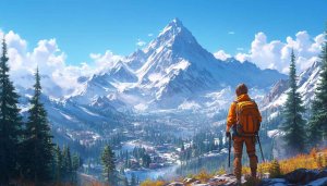 Snowy Mountain Hiker Wallpaper for Desktop Background, Free Mobile Wallpaper