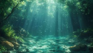 Enchanted Forest Sunlight Rays 4K Desktop Wallpaper Free