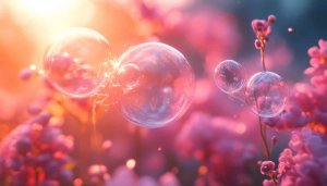 Pink Flowers and Bubbles Aesthetic Wallpaper for Mobile and Desktop