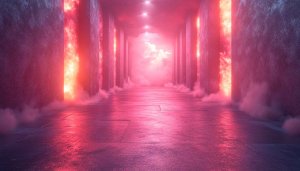 Neon Portal Wallpaper, Fantasy Corridor Aesthetic, 4K Mobile Background