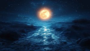 Orange Moonlit Starry Sky Landscape 4K Desktop Background Wallpaper