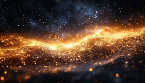 Glowing Gold Dust Nebula Space Background 4K Desktop Wallpaper