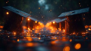 Graduation Rain Celebration Bokeh 4K Desktop Background Mobile Wallpaper