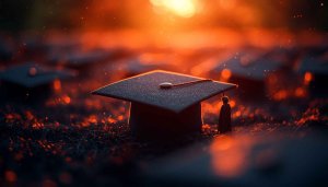 Graduation Cap 4K Wallpaper - Golden Hour Education Background Image