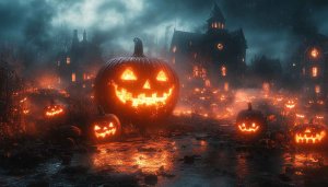 Halloween Pumpkin Patch Mobile Wallpaper, Spooky Haunted House Backgrounds HD