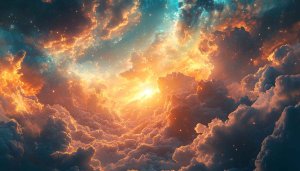 Orange Heavenly Clouds 4K Desktop Background Mobile Phone Wallpaper