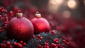 Sparkling Red Christmas Ornaments Mobile Wallpaper Free Background Download