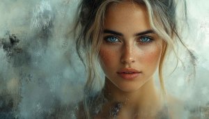 Freckled Woman Portrait Mobile Wallpaper for iPhone Android Aesthetic Look