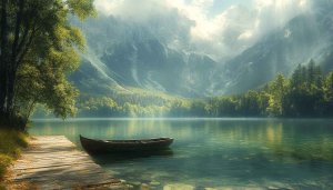 Tranquil Lake Mountain Scene 4K Desktop Background Mobile Wallpaper