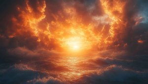 Fiery Ocean Sunset 4K Wallpaper - Free Desktop Backgrounds